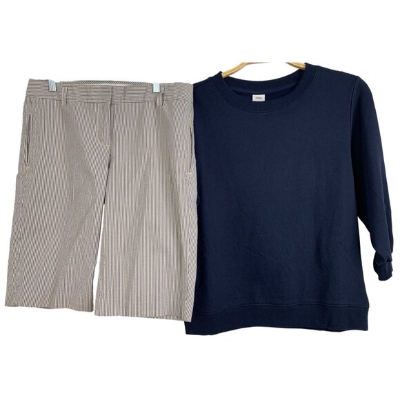 Size 4 Essentials Sweatshirt & J.Crew Seersucker Bermuda Shorts Lot REE10484 - Picture 1 of 14